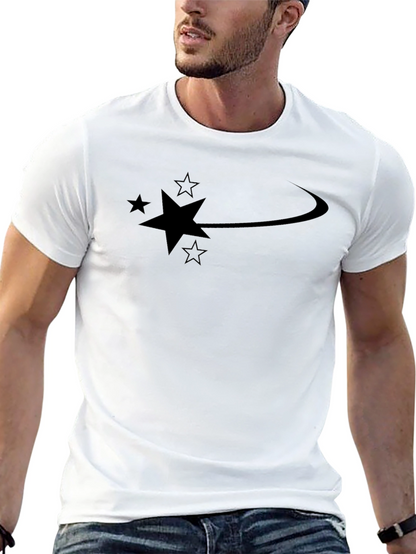 Camiseta Negra Hombre Diseño Estrellas