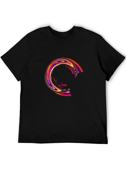 Camiseta Negra con Diseño Circular Abstracto