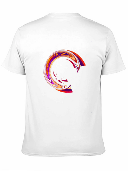Camiseta Negra con Diseño Circular Abstracto