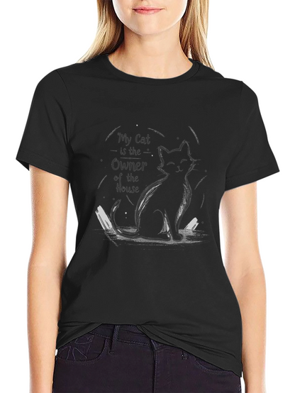 Camiseta Negra Gato Dueño de la Casa