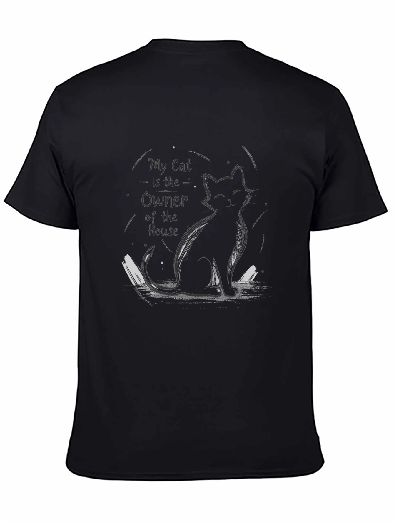 Camiseta Negra Gato Dueño de la Casa