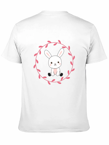 Camiseta Negra con Diseño de Conejito Floral