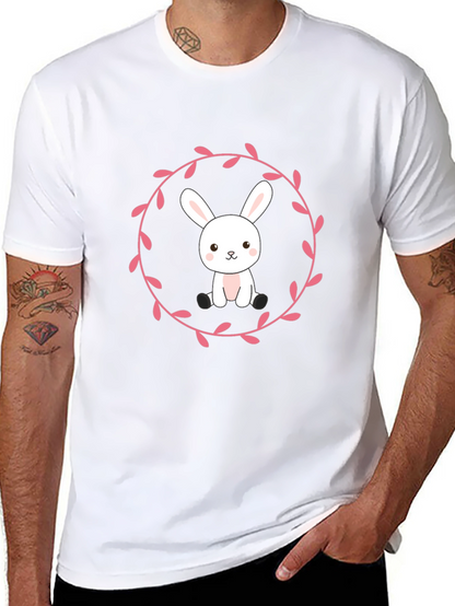 Camiseta Negra con Diseño de Conejito Floral