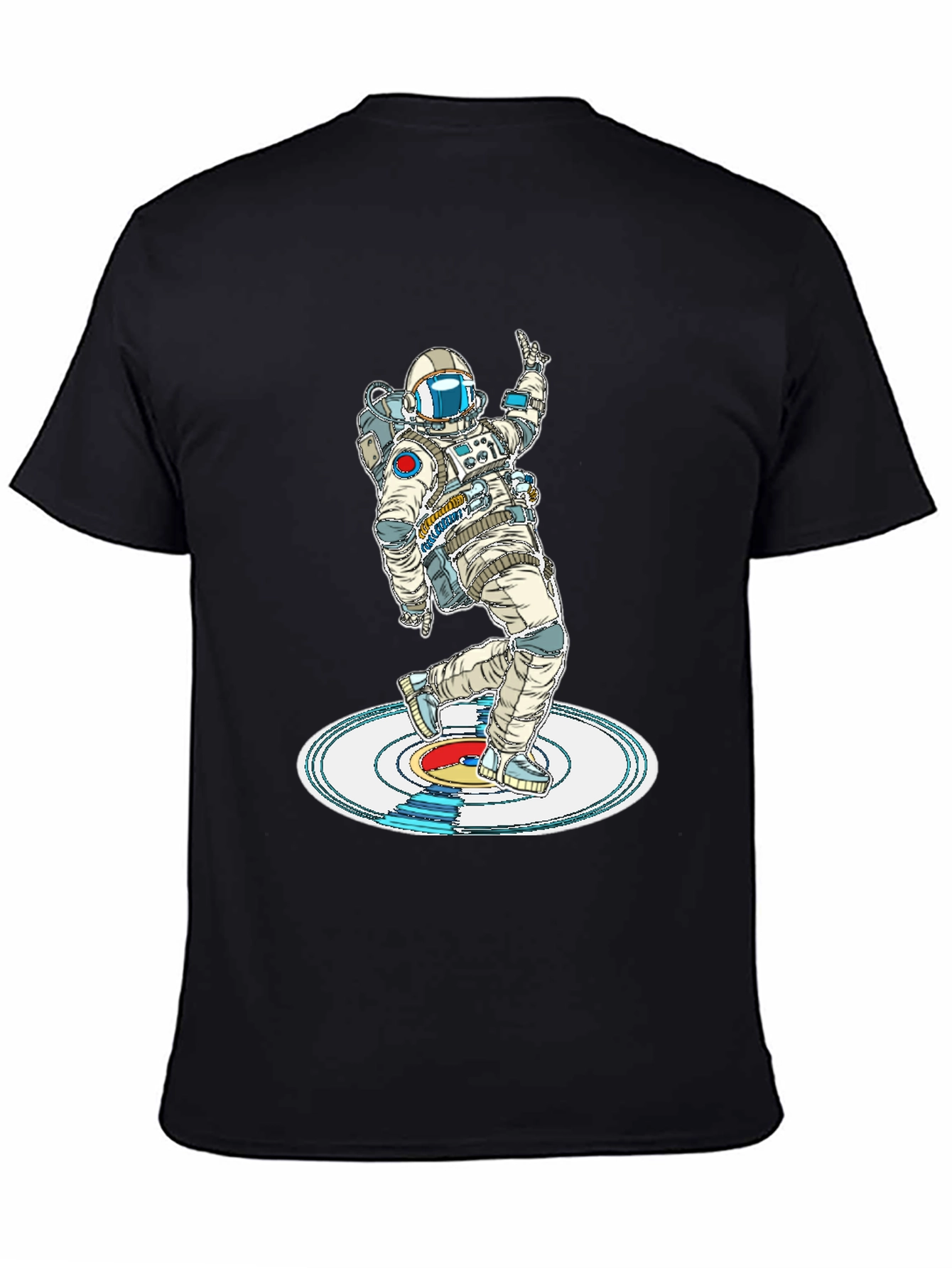Camiseta Negra Astronauta Bailando en Vinilo
