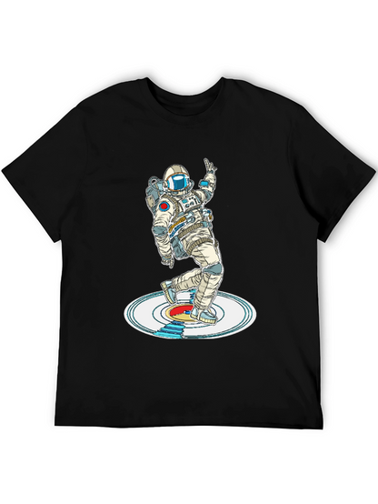 Camiseta Negra Astronauta Bailando en Vinilo