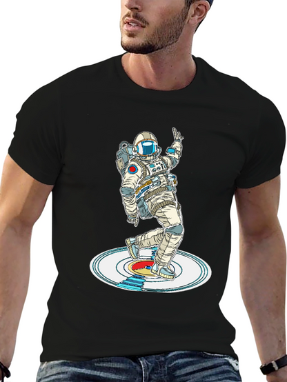 Camiseta Negra Astronauta Bailando en Vinilo