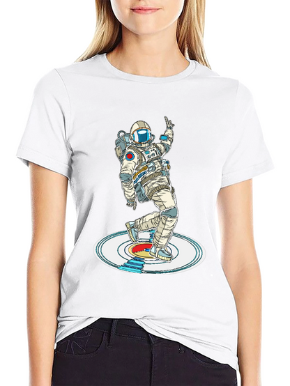 Camiseta Negra Astronauta Bailando en Vinilo