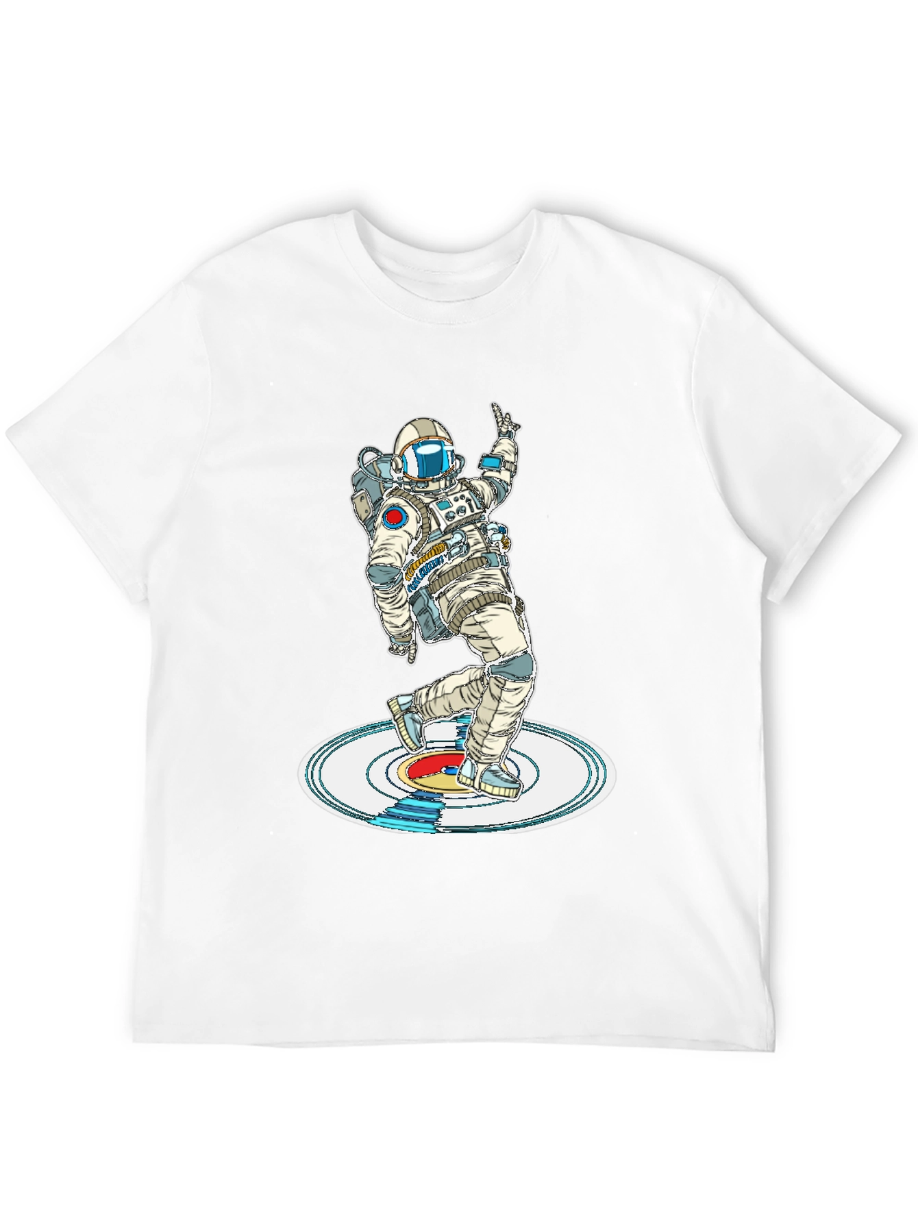 Camiseta Negra Astronauta Bailando en Vinilo