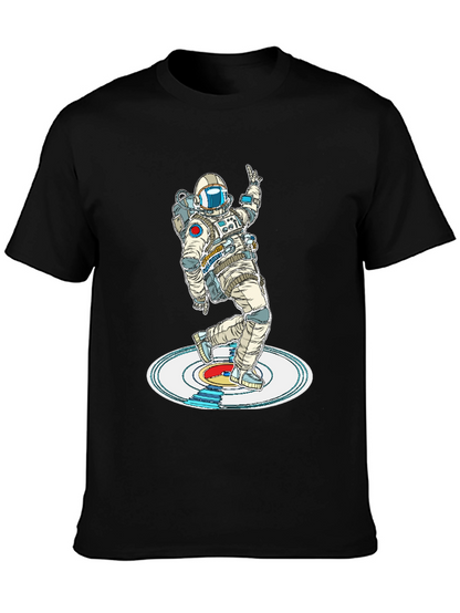 Camiseta Negra Astronauta Bailando en Vinilo