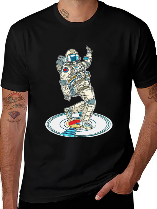 Camiseta Negra Astronauta Bailando en Vinilo