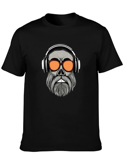 Camiseta Negra con Diseño Calavera Moderna