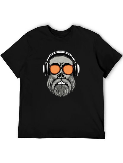 Camiseta Negra con Diseño Calavera Moderna