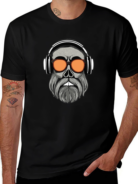 Camiseta Negra con Diseño Calavera Moderna