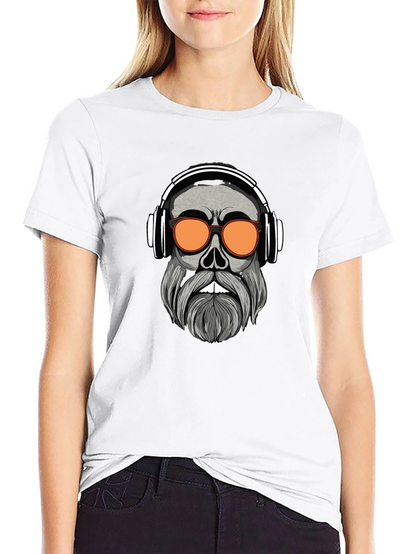 Camiseta Negra con Diseño Calavera Moderna