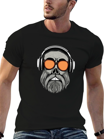 Camiseta Negra con Diseño Calavera Moderna