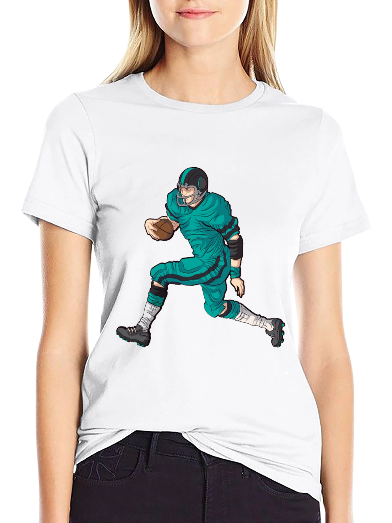 Camiseta Negra con Diseño de Futbol Americano