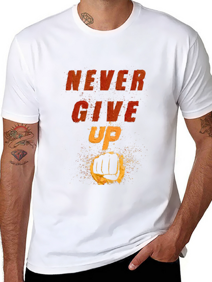 Camiseta Negra Motivacional: Never Give Up