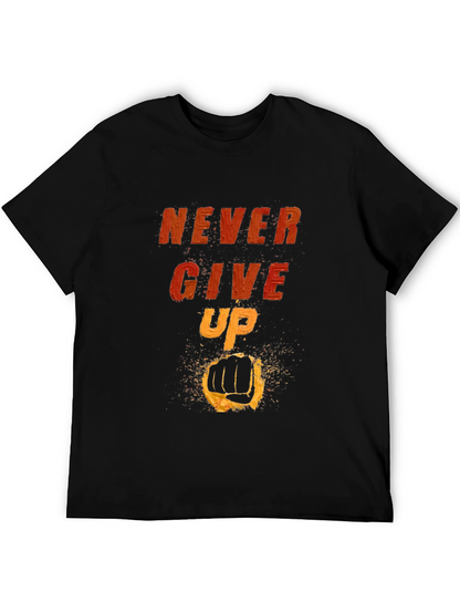 Camiseta Negra Motivacional: Never Give Up