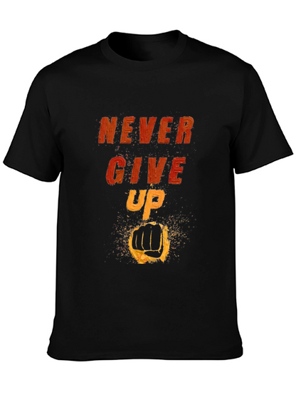 Camiseta Negra Motivacional: Never Give Up