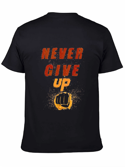 Camiseta Negra Motivacional: Never Give Up