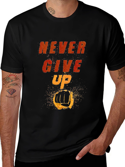 Camiseta Negra Motivacional: Never Give Up