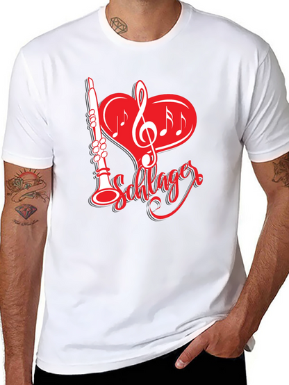Camiseta Negra Música Schlager Corazón Clarinete