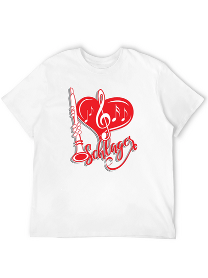 Camiseta Negra Música Schlager Corazón Clarinete