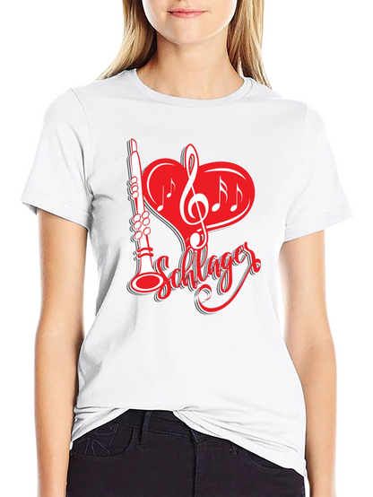 Camiseta Negra Música Schlager Corazón Clarinete