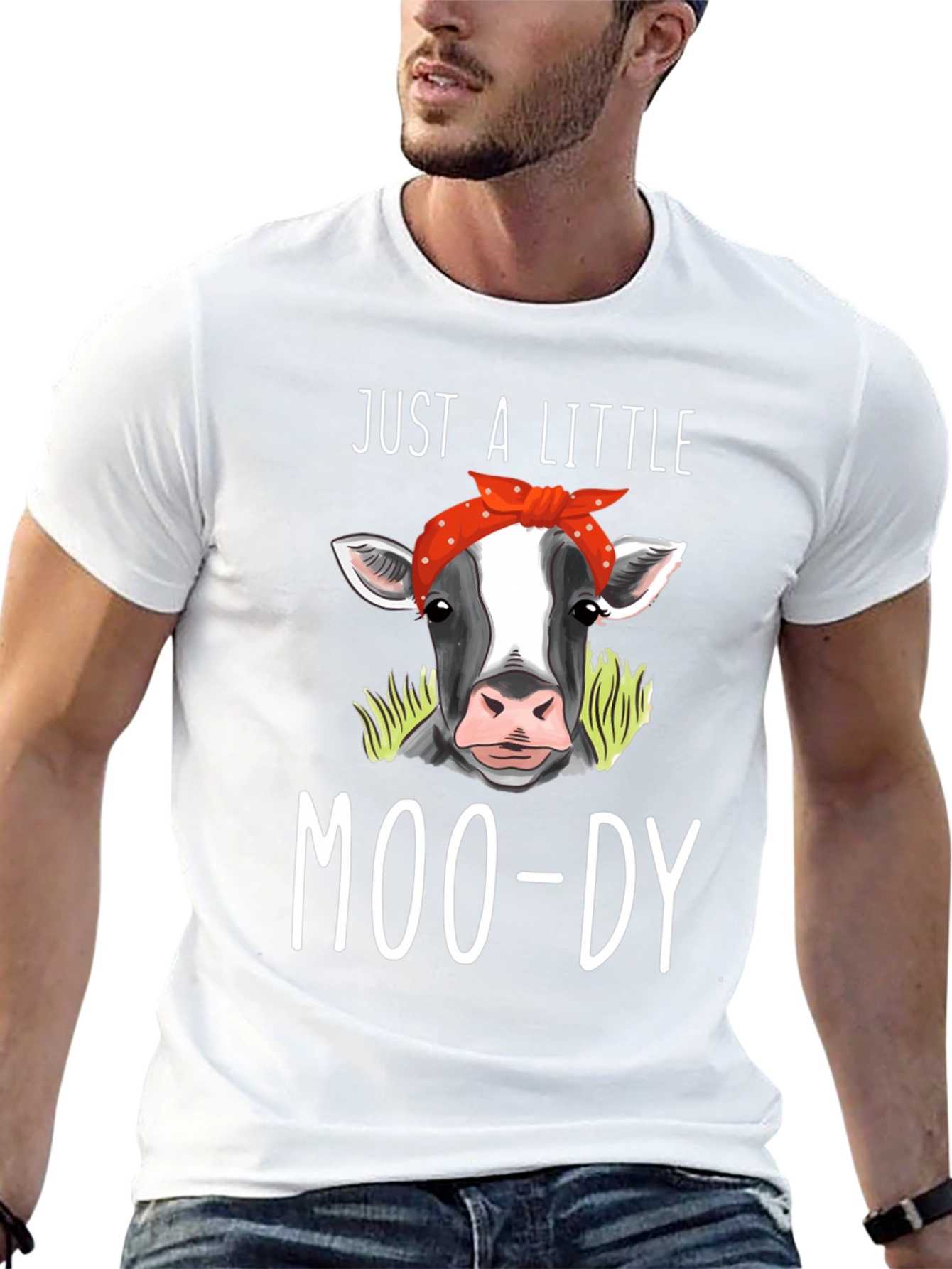 Camiseta Negra Just a Little Moo-dy con Vaca