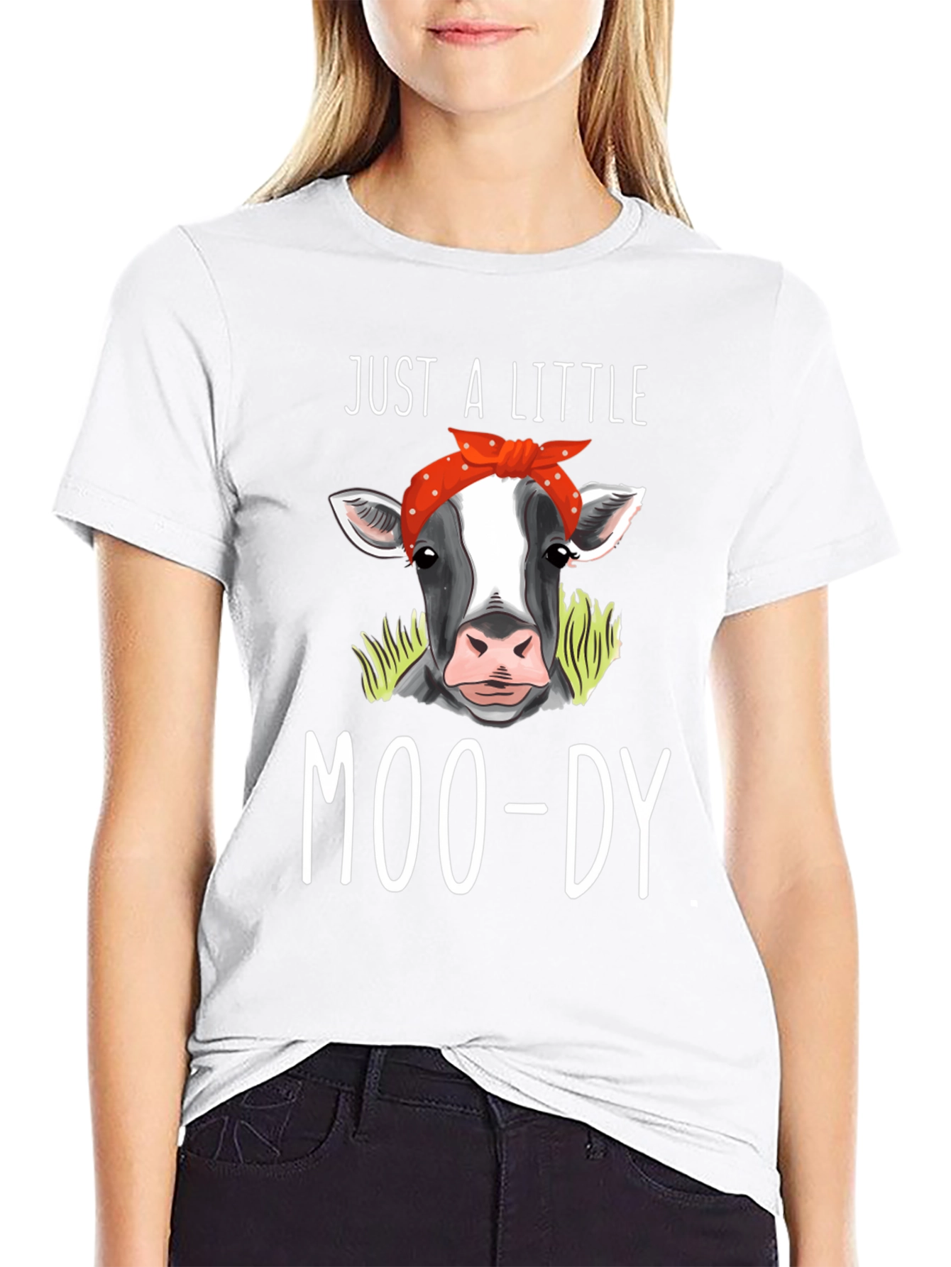 Camiseta Negra Just a Little Moo-dy con Vaca