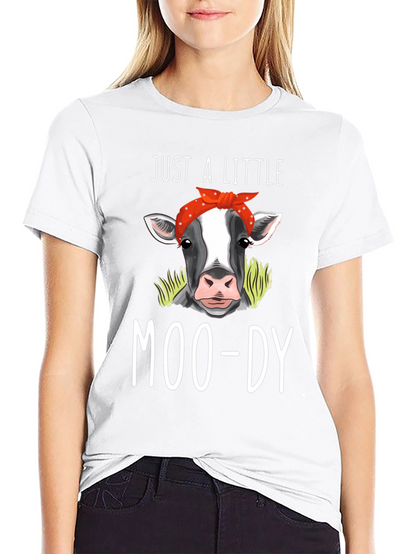 Camiseta Negra Just a Little Moo-dy con Vaca