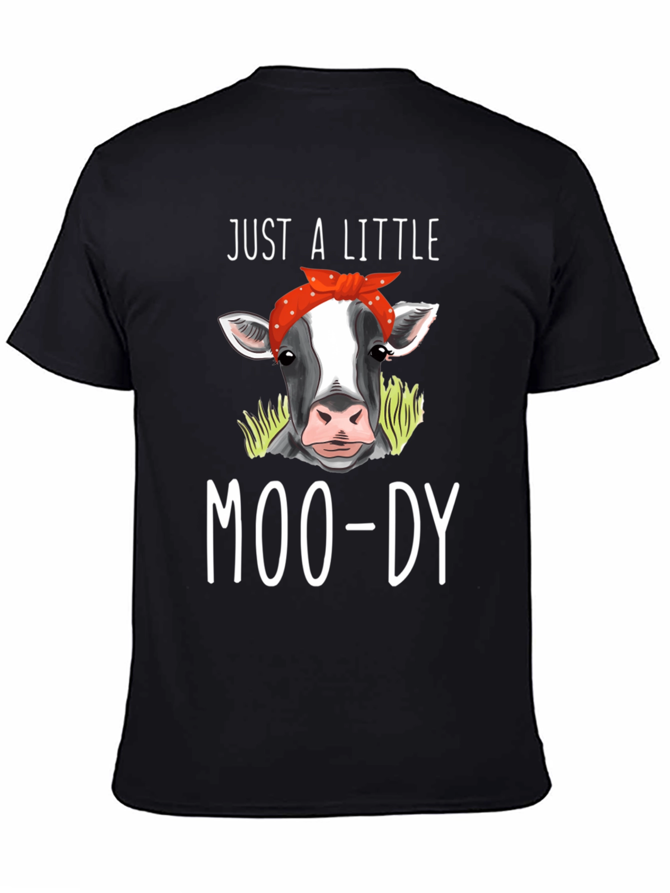 Camiseta Negra Just a Little Moo-dy con Vaca