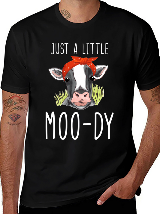 Camiseta Negra Just a Little Moo-dy con Vaca