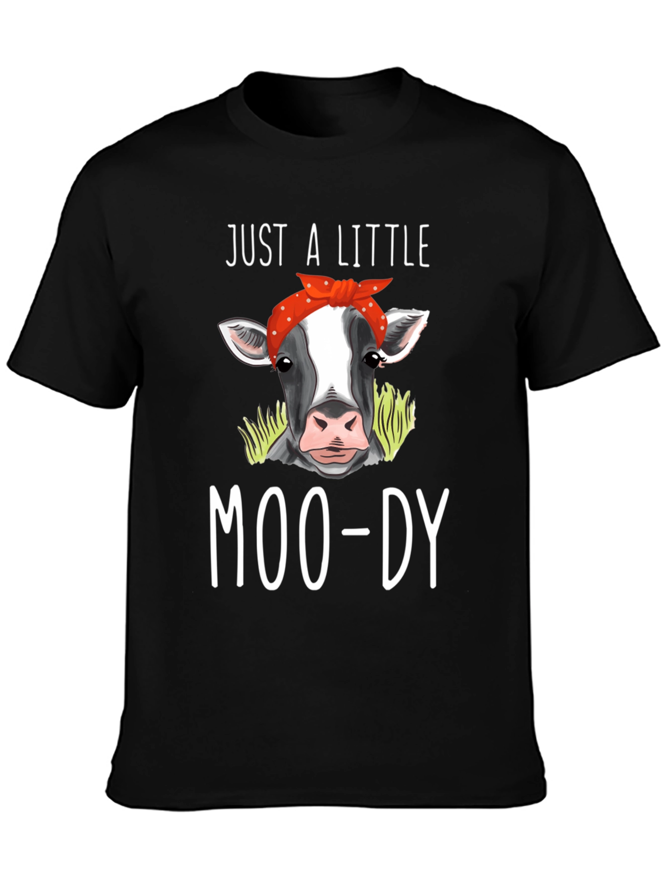 Camiseta Negra Just a Little Moo-dy con Vaca