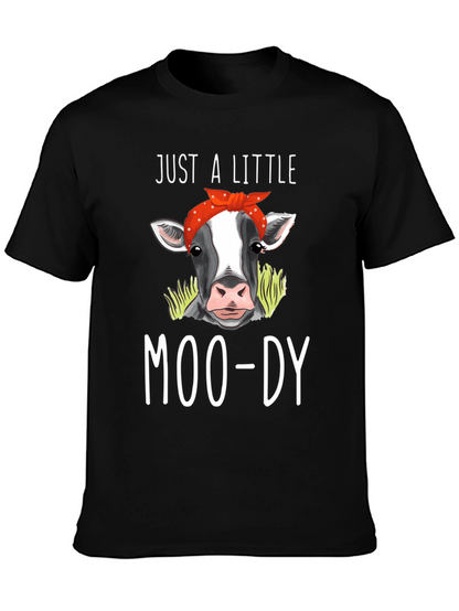 Camiseta Negra Just a Little Moo-dy con Vaca