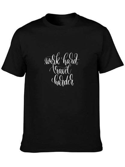 Camiseta Negra: Work Hard Travel Harder