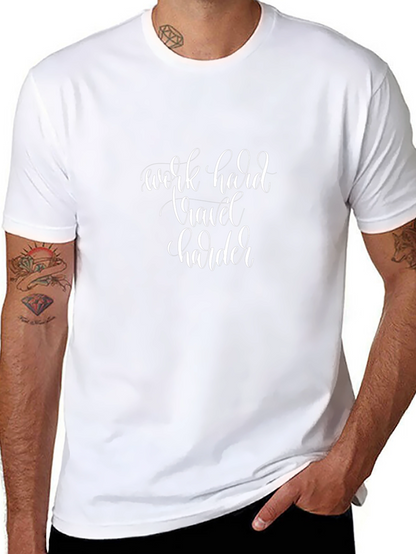 Camiseta Negra: Work Hard Travel Harder