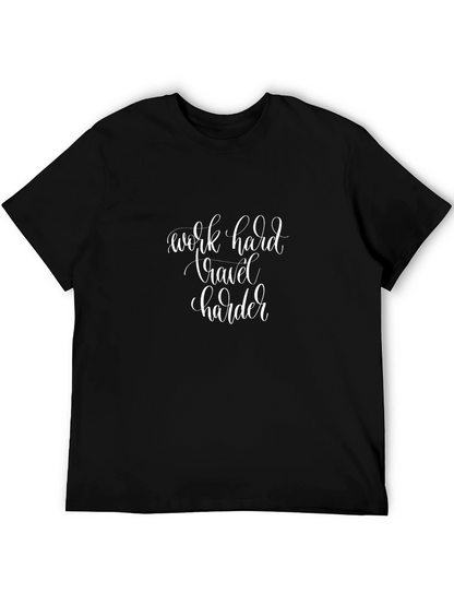 Camiseta Negra: Work Hard Travel Harder