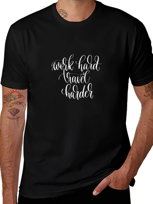 Camiseta Negra: Work Hard Travel Harder