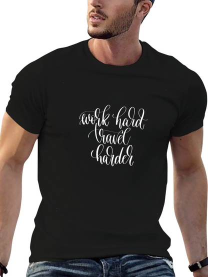 Camiseta Negra: Work Hard Travel Harder