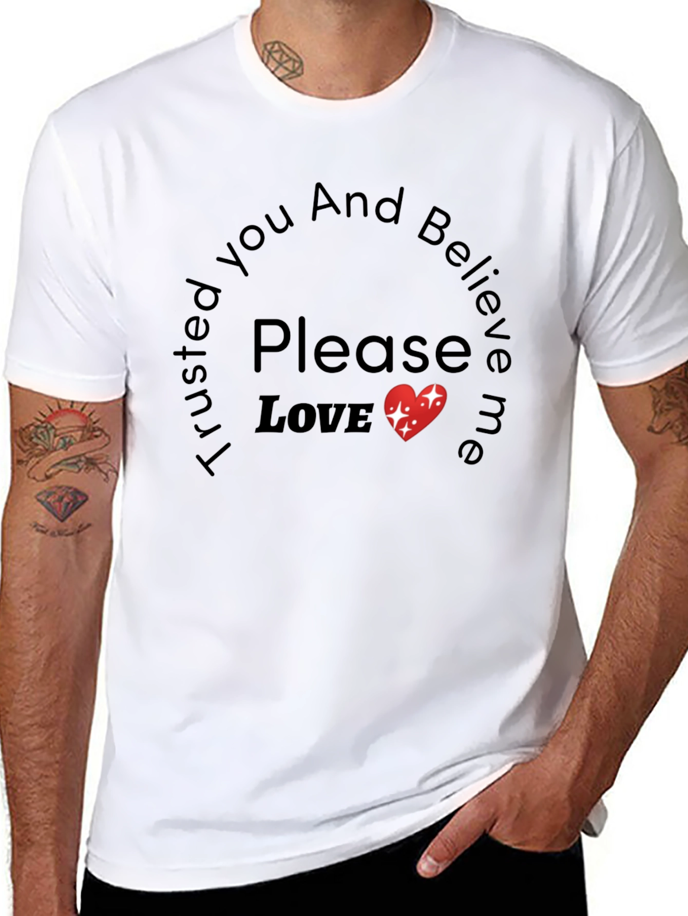 Camiseta Negra Trust Please Love para Hombre