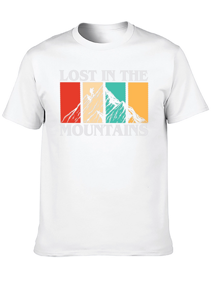 Camiseta Negra Lost in the Mountains para Aventureros