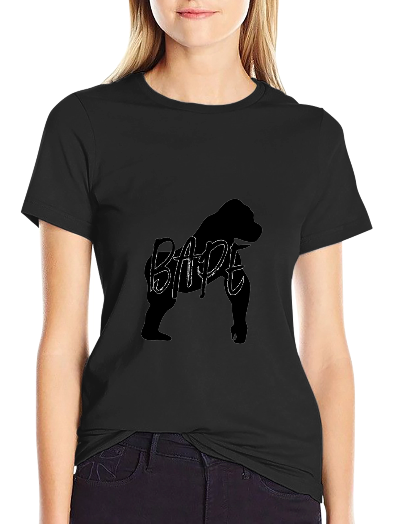 Camiseta Negra Hombre Diseño BAPE