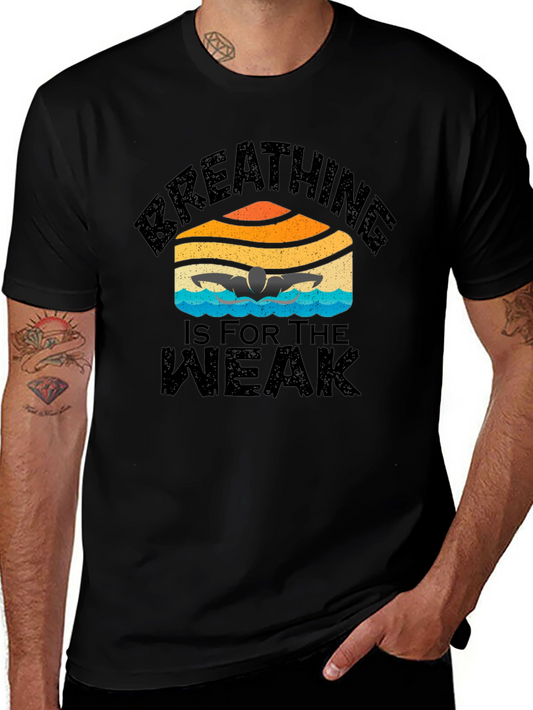 Camiseta Negra Natación: Respirar Es Para Débiles