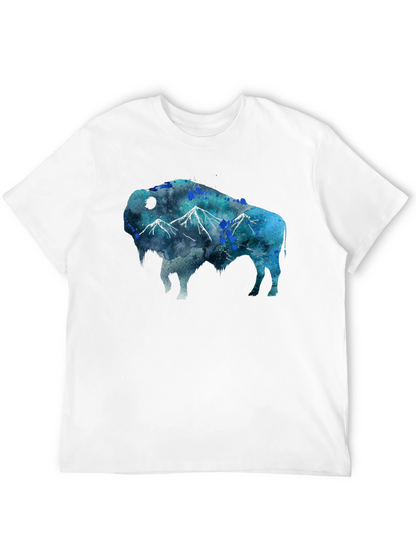 Camiseta Negra con Diseño de Bisonte Montañoso