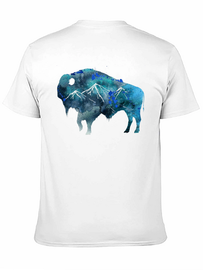 Camiseta Negra con Diseño de Bisonte Montañoso