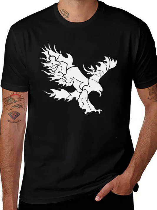 Camiseta Negra con Diseño de Águila Tribal