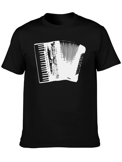 Camiseta Negra con Diseño de Acordeón