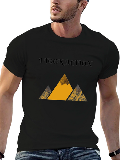 Camiseta Negra con Diseño de Montañas