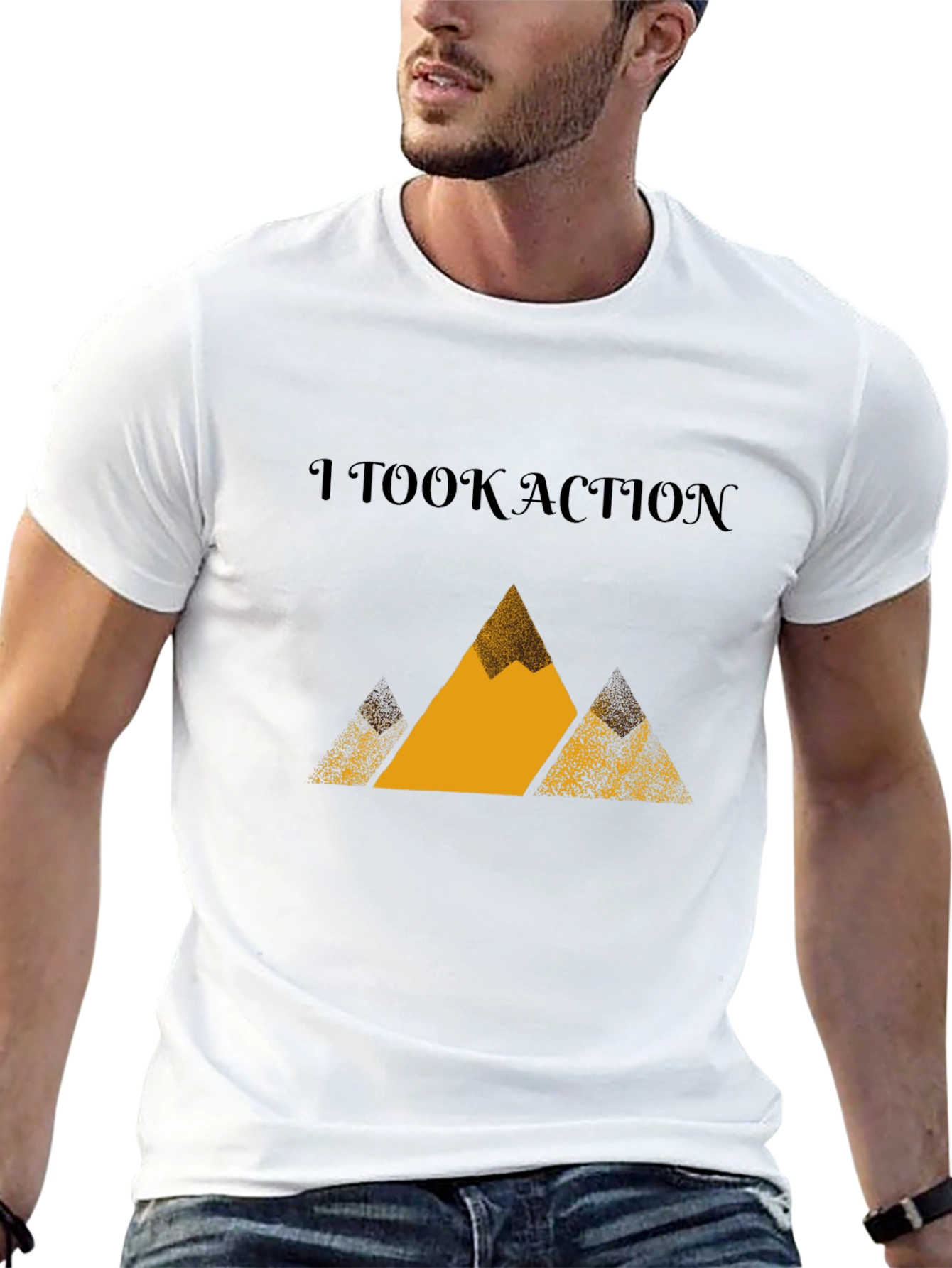 Camiseta Negra con Diseño de Montañas